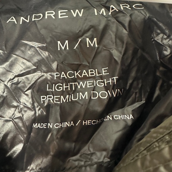 Andrew Marc Long Down Feather Fill Dark Green Puffer Coat Hooded Packable Jacket - Picture 6 of 14